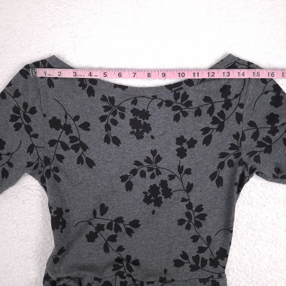 Effie's Heart Ava Dress floral pockets knee length whimsical fit flare twee gray - Picture 4 of 10
